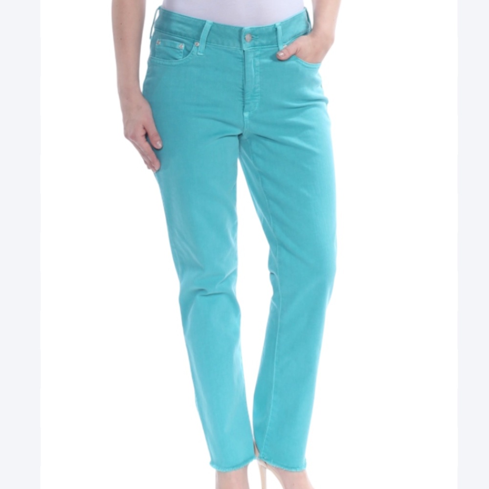 NYDJ Turquoise Ankle Length Pants Ankle Cut Off/Rip - Picture 1 of 7